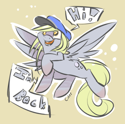 Size: 1000x996 | Tagged: safe, artist:cider, derpy hooves, pegasus, pony, female, hat, mailmare, mare, solo