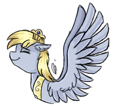 Size: 525x475 | Tagged: safe, artist:ask-evileyedoctor, derpy hooves, pegasus, pony, ask princess derpy, female, mare, princess derpy, solo, spread wings, wings