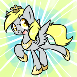 Size: 500x500 | Tagged: safe, artist:theluckyangel, derpy hooves, pegasus, pony, ask princess derpy, female, mare, princess derpy, solo