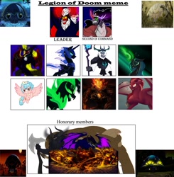 Size: 1280x1307 | Tagged: safe, cozy glow, darkhorse knight, grogar, king sombra, lord tirek, nightmare moon, pony of shadows, queen chrysalis, storm king, oc, oc:dismay, oc:erebus, oc:grothmog, oc:king minos, oc:nocturnus, oc:tiracians, alicorn, centaur, changeling, changeling queen, demon, draconequus, kaiju, minotaur, original species, pony, satyr, umbrum, unicorn, my little pony: the movie, the ending of the end, spoiler:my little pony movie, spoiler:season 9, alicornified, alternate universe, balrog, cozycorn, djinn, draconequus oc, equestria is doomed, equestria is fucked, fanfic, female, filly, genie, kraken, legion of doom, lord of the rings, meme template, race swap, rule 63, story included, symbiote, villains of equestria