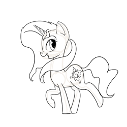 Size: 600x600 | Tagged: safe, artist:alloco, sunset shimmer, pony, unicorn, monochrome, newbie artist training grounds, solo