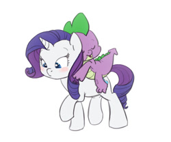 Size: 781x650 | Tagged: safe, artist:carnifex, rarity, spike, dragon, pony, unicorn, carrying, female, male, riding, shipping, sleeping, sparity, straight