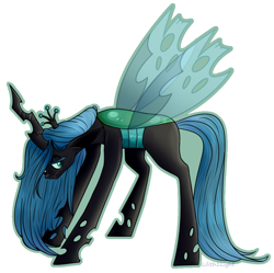 Size: 922x918 | Tagged: safe, artist:lilith1light, queen chrysalis, changeling, changeling queen, female, floppy ears, lidded eyes, simple background, solo, spread wings, white background, wings