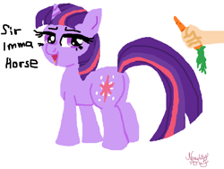 Size: 782x589 | Tagged: safe, artist:littlenaughtypony, twilight sparkle, carrot, food, hand, ms paint