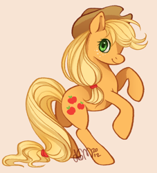 Size: 800x883 | Tagged: safe, artist:cloudedart, applejack, earth pony, pony, rearing, simple background, solo