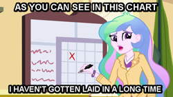 Size: 672x378 | Tagged: safe, princess celestia, principal celestia, equestria girls, celestia's office, cutie mark accessory, image macro, solo