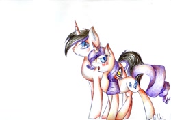 Size: 1024x722 | Tagged: safe, artist:villiadash, rarity, oc, pony, unicorn, canon x oc, female, horn