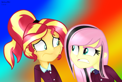 Size: 1958x1318 | Tagged: safe, artist:yulianapie26, fluttershy, sunset shimmer, equestria girls, solo