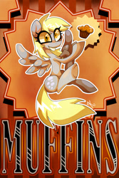 Size: 653x980 | Tagged: safe, artist:kaliptro, derpy hooves, pegasus, pony, female, mare, muffin, solo, that pony sure does love muffins