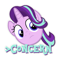 Size: 1220x1220 | Tagged: safe, artist:ljdamz1119, starlight glimmer, pony, fame and misfortune, caption, concern, concerned, female, greentext, mare, reaction, simple background, solo, text, transparent background, vector