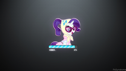 Size: 1920x1080 | Tagged: safe, artist:camping rarity, artist:pssyndrome, rarity, pony, unicorn, camping outfit, clothes, dress, glasses, loading screen message, solo, vector, wallpaper