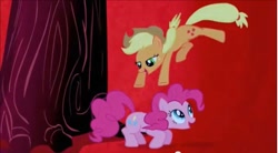 Size: 642x354 | Tagged: safe, screencap, applejack, pinkie pie, earth pony, pony, friendship is magic, bedroom eyes, out of context, tree