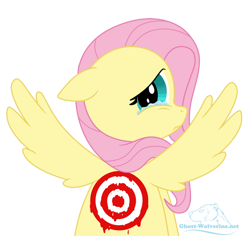 Size: 550x520 | Tagged: safe, artist:megacreomon, fluttershy, pegasus, pony, crying, solo, target