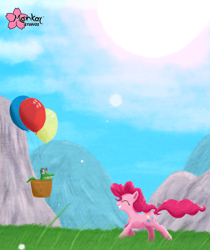 Size: 1024x1220 | Tagged: safe, artist:clouddg, gummy, pinkie pie, earth pony, pony, balloon, basket