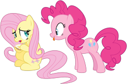 Size: 6000x3997 | Tagged: safe, artist:masem, fluttershy, pinkie pie, earth pony, pegasus, pony, absurd resolution, donut, simple background, transparent background, vector