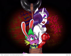 Size: 1900x1493 | Tagged: safe, artist:the-unicorn-lord, edit, rarity, spike, anthro, disney, female, jessica rabbit, jessica rabbit dress, lipstick, male, roger rabbit, shipping, sparity, straight, who framed roger rabbit