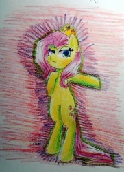 Size: 524x724 | Tagged: safe, artist:danadyu, fluttershy, pegasus, pony, female, mare, pink mane, solo, yellow coat