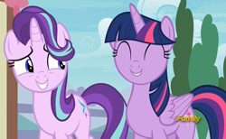 Size: 1711x1057 | Tagged: safe, screencap, starlight glimmer, twilight sparkle, twilight sparkle (alicorn), alicorn, pony, triple threat, cute, discovery family logo, duo, duo female, female, twiabetes