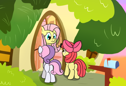 Size: 1100x750 | Tagged: safe, artist:fillyscoots42, apple bloom, fluttershy, sweetie belle, pegasus, pony, ask crinkleloo