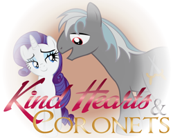 Size: 1280x1024 | Tagged: safe, artist:rob barba, rarity, oc, oc:silversteel, pony, unicorn, bedroom eyes, canon x oc, cover, fanfic art, kind hearts & coronets, shipping, silversteel