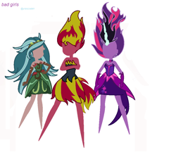 Size: 934x832 | Tagged: safe, artist:yeganeh18, gaea everfree, gloriosa daisy, midnight sparkle, sci-twi, sunset satan, sunset shimmer, twilight sparkle, equestria girls, legend of everfree, equestria's monster girls, transformation