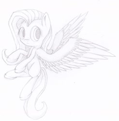 Size: 1933x1965 | Tagged: safe, artist:suplolnope, fluttershy, pegasus, pony, monochrome, sketch, solo