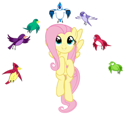 Size: 6566x6000 | Tagged: safe, artist:tzolkine, fluttershy, bird, blue jay, pegasus, pony, absurd resolution, animal, female, flying, mare, simple background, songbird, transparent background, vector
