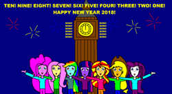 Size: 2374x1298 | Tagged: safe, artist:samueljcollins1990, derpibooru import, applejack, fluttershy, pinkie pie, rainbow dash, rarity, sunset shimmer, twilight sparkle, equestria girls, big ben, fireworks, happy new year, happy new year 2018, holiday, new year