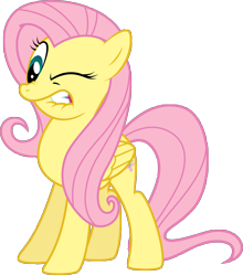 Size: 5000x5694 | Tagged: safe, artist:silvervectors, fluttershy, pegasus, pony, absurd resolution, female, lip bite, mare, one eye closed, simple background, solo, transparent background, vector