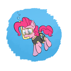 Size: 1000x1000 | Tagged: safe, artist:dignitysquared, pinkie pie, earth pony, pony, goggles, snorkel, solo, swimming goggles, underwater, wetsuit