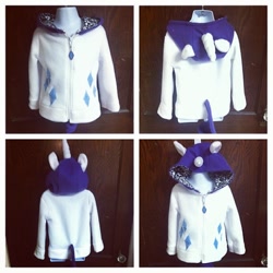 Size: 640x640 | Tagged: safe, artist:thugcorpseinc, rarity, clothes, craft, cutie mark, hoodie, no pony