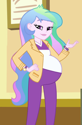 Size: 696x1067 | Tagged: safe, princess celestia, principal celestia, equestria girls, celestia's office, momlestia, preglestia, pregnant, pregnant edit, pregnant equestria girls, principal preglestia, solo