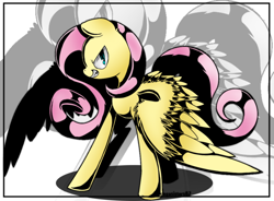 Size: 600x441 | Tagged: safe, artist:pegasisters82, fluttershy, pegasus, pony, angry, badass, solo