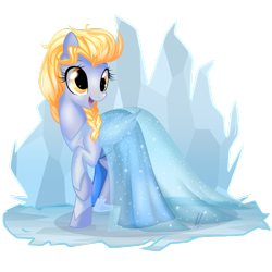 Size: 1024x1024 | Tagged: safe, artist:lolepopenon, derpy hooves, pegasus, pony, alternate hairstyle, clothes, dress, elsa, female, frozen (movie), mare, simple background, solo, transparent background