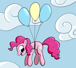 Size: 1800x1600 | Tagged: safe, artist:whatsapokemon, pinkie pie, earth pony, pony, balloon, solo, then watch her balloons lift her up to the sky