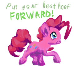Size: 600x540 | Tagged: safe, artist:danielpon, pinkie pie, earth pony, pony, female, mare, pink coat, pink mane, solo, text