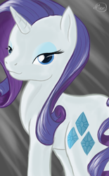 Size: 900x1456 | Tagged: safe, artist:face-of-moe, rarity, pony, unicorn, female, horn, mare, solo, white coat