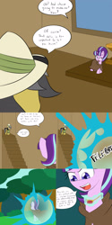 Size: 1600x3200 | Tagged: safe, artist:jake heritagu, daring do, starlight glimmer, pony, comic:ask motherly scootaloo, amulet, cloak, clothes, comic, forest, smug, smuglight glimmer, teleportation