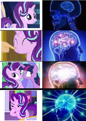 Size: 600x848 | Tagged: safe, starlight glimmer, twilight sparkle, twilight sparkle (alicorn), alicorn, pony, unicorn, boop, brain, cute, expanding brain, exploitable, exploitable meme, female, finger, glimmerbetes, glimmerposting, mare, meme, noseboop, self-boop