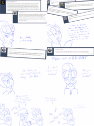 Size: 3840x5120 | Tagged: safe, artist:jake heritagu, derpy hooves, starlight glimmer, pony, comic:ask motherly scootaloo, ask, cloak, clothes, comic, konami code, out of work derpy, sweat