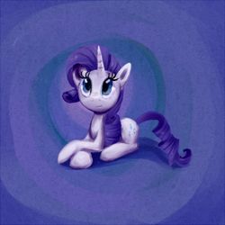 Size: 600x600 | Tagged: safe, artist:senx, rarity, pony, unicorn, blue background, cute, female, mare, prone, raribetes, simple background, solo