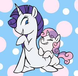 Size: 500x490 | Tagged: safe, artist:darlimondoll, rarity, sweetie belle, pony, unicorn, female, filly, horn, mare, siblings, sisters