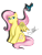 Size: 960x1280 | Tagged: safe, artist:silnat, fluttershy, bird, blue jay, pegasus, pony, cute, fix, hair, mouth hold, sitting, smiling, solo