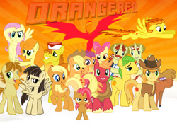 Size: 1024x768 | Tagged: safe, apple bloom, applejack, babs seed, big macintosh, braeburn, carrot cake, carrot top, flam, flim, fluttershy, golden harvest, little strongheart, philomena, scootaloo, spitfire, wild fire, oc, oc:mandopony, earth pony, pegasus, pony, male, reddit, stallion