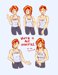 Size: 1280x1646 | Tagged: safe, artist:mlp-hearts, sunset shimmer, equestria girls, alternate hairstyle, clothes, harambe, human coloration, succ, tanktop