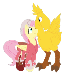 Size: 2700x2900 | Tagged: safe, artist:geomancing, fluttershy, pegasus, pony, chocobo, final fantasy, final fantasy tactics, mediator