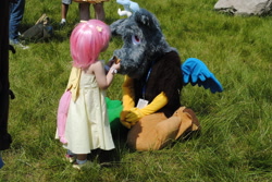 Size: 1280x857 | Tagged: source needed, safe, discord, fluttershy, human, child, cosplay, fursuit, irl, irl human, photo