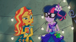 Size: 1776x984 | Tagged: safe, screencap, sci-twi, sunset shimmer, twilight sparkle, equestria girls, legend of everfree, discovery kids