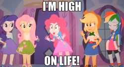 Size: 631x344 | Tagged: safe, derpibooru import, applejack, fluttershy, pinkie pie, rainbow dash, rarity, equestria girls, bait and switch, exploitable meme, meme, pinkie has a crazy idea