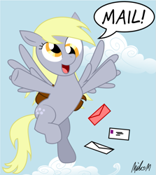 Size: 671x751 | Tagged: safe, artist:thetooch, derpy hooves, pegasus, pony, female, mail, mare, solo
